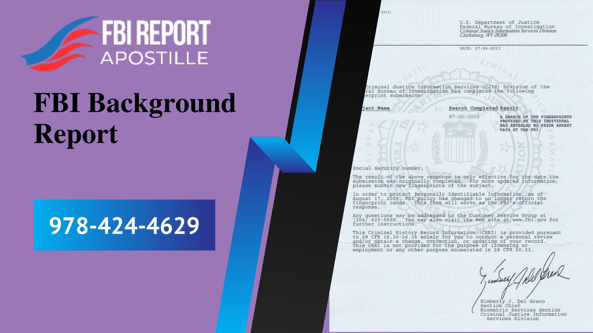 FBI background Report - Apostille FBI Report - Apostille FBI Report